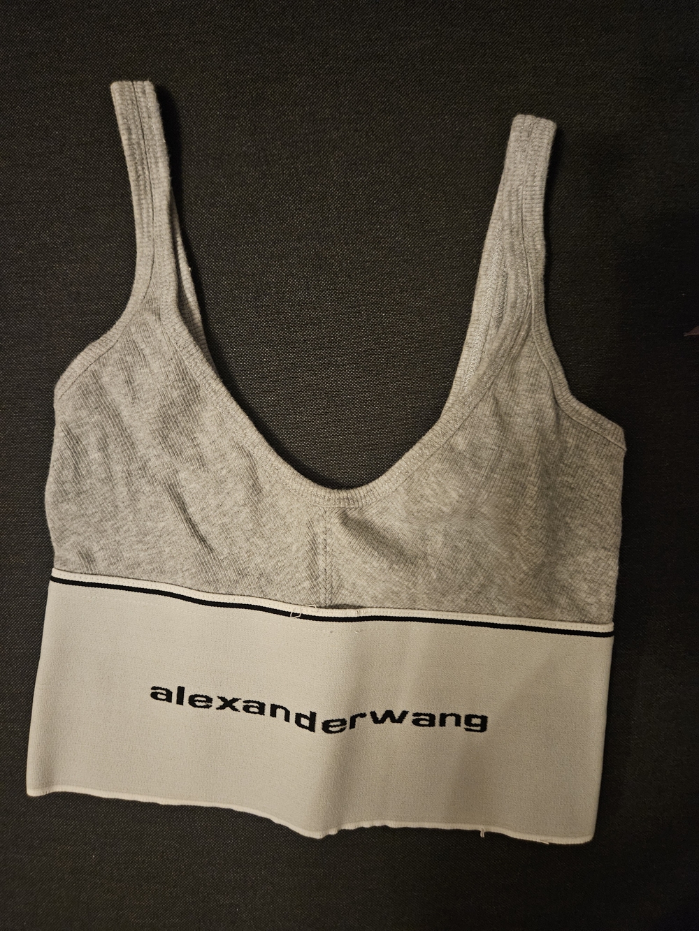 alexanderwang Gray & Light Gray Logo Crop Tank